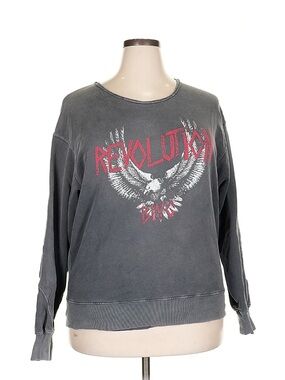 Anine Bing Gray 'Revolution' Graphic Pullover Sweatshirt